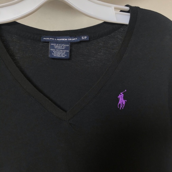 Ralph Lauren Sport Black V neck t shirt - Picture 2 of 3